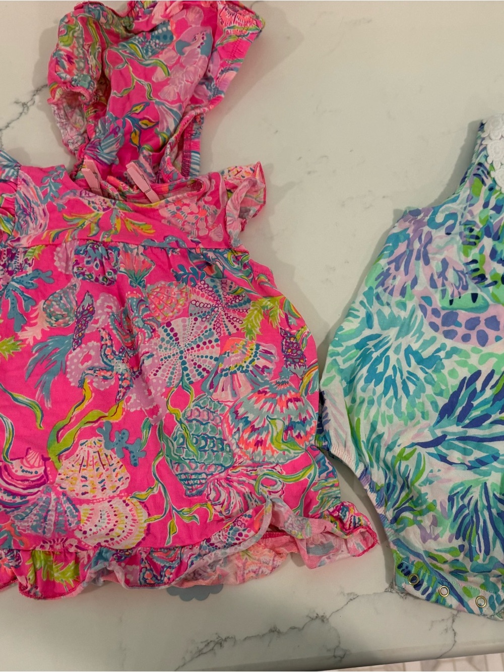 Lilly Pulitzer 12-18 months Bright Pink Tropical Ruffle Baby Dress with bloomers